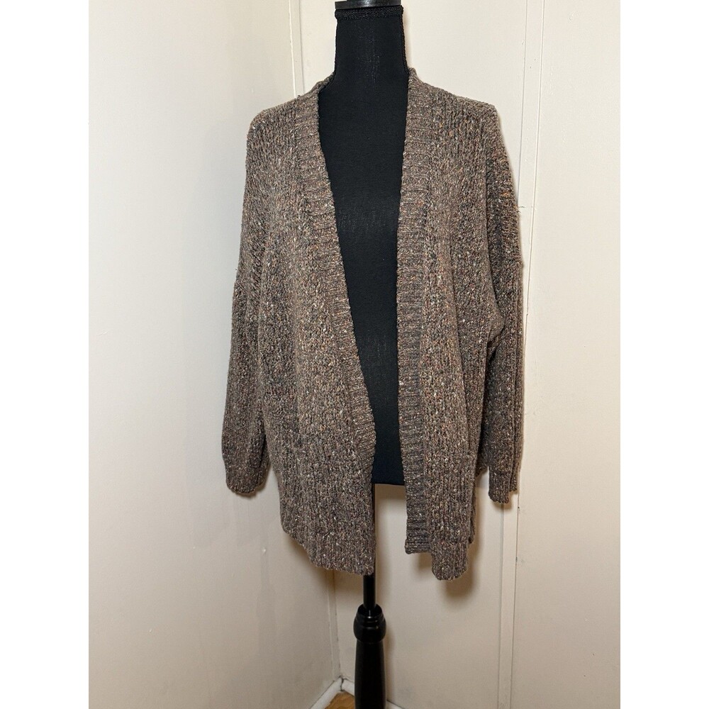 Evri  Lou Grey Plus Size Knit Cardigan 2X Grey/Brown Multi-Speckled With Pockets